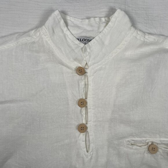 B.Loose Linen Blouse Long Sleeve Coastal Minimalist European Vacation Lagenlook - Picture 4 of 16